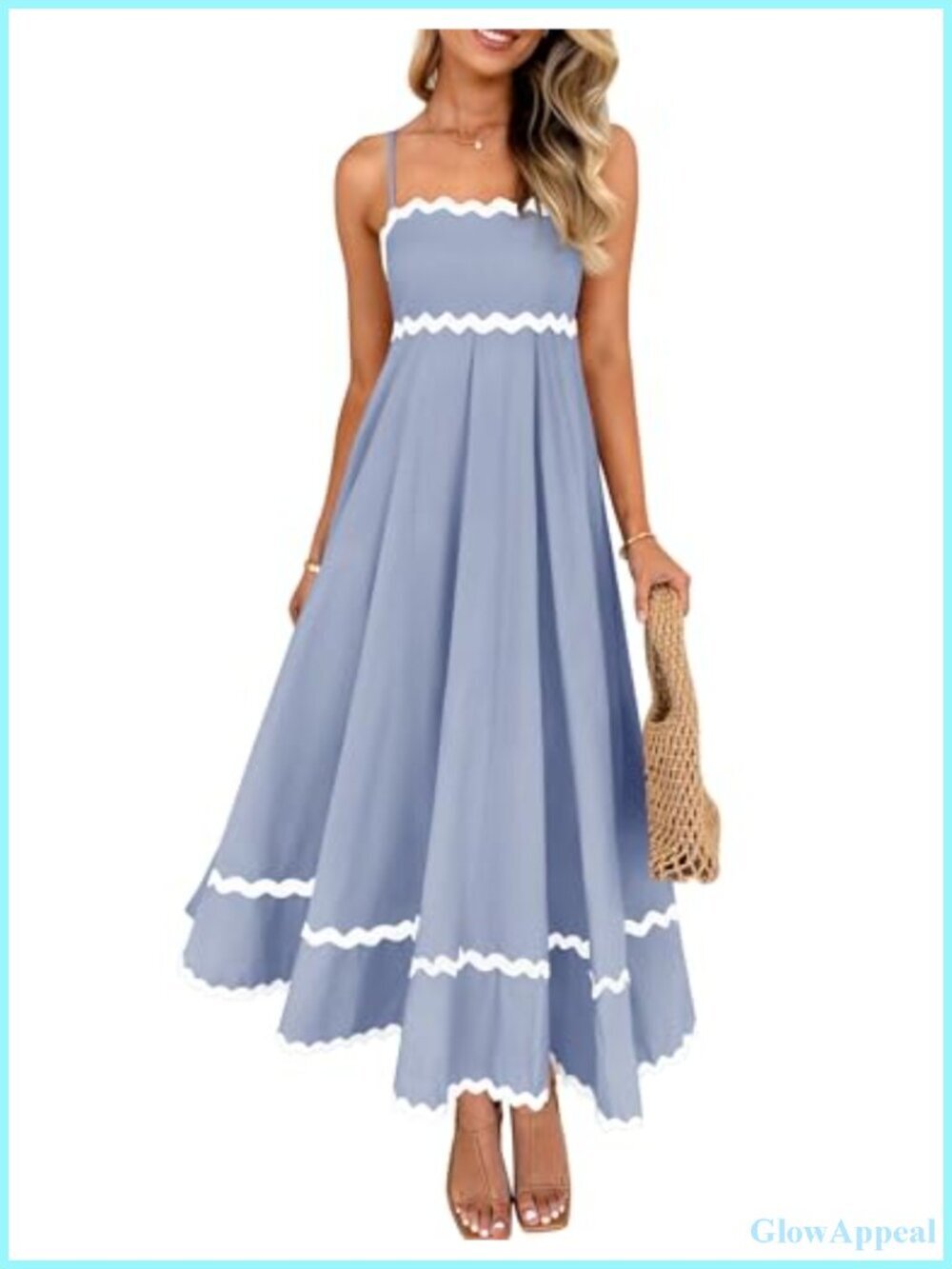 Sleeveless Backless Sundress Flowy Smocked Lace Swing A Line Midi Dress